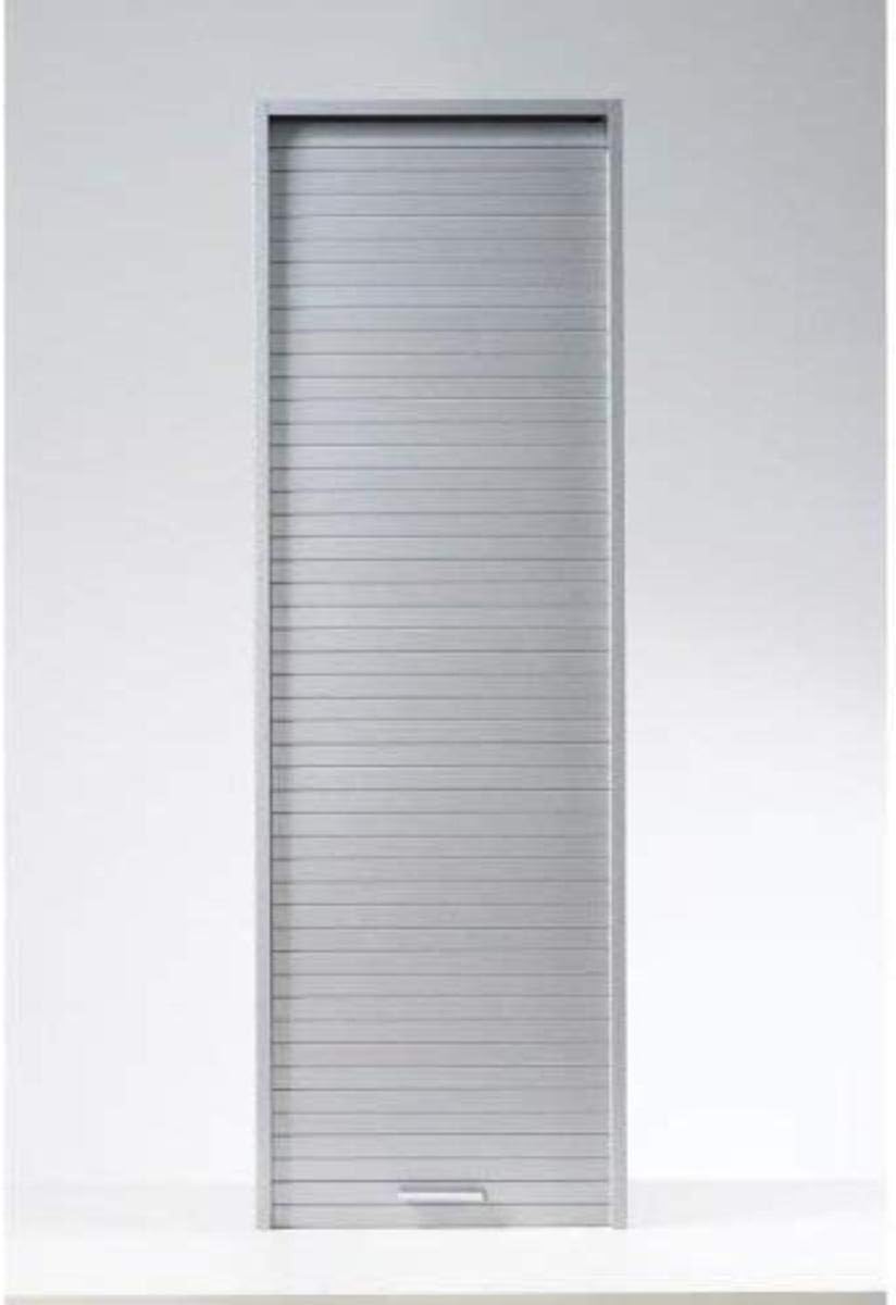 SIMMOB Armario con persiana 123,6 x 40 x 35 cm – armario alto estrecho con puerta de persiana – independiente o para montaje en pared – 3 estantes ajustables – armario de cocina aluminio mate