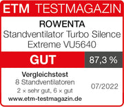 Ventilador de pie Rowenta Turbo Silence, 45 dB(A), flujo de aire de 72 m³/min, 4 velocidades, Silent Night y Turbo Boost, oscilación de 120°, altura regulable, VU5640