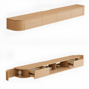 Mueble de TV moderno de madera color marrón nuez para montaje en pared con luz