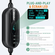 Cargador de coche eléctrico AIMILER 11kW con App, 8-16A, 7M, estación de carga trifásica para vehículos eléctricos con conector Tipo 2, incluye soporte de pared, pantalla OLED digital, IP66, compatible con Model 3/Y, EX30, 208EV y PHEV.