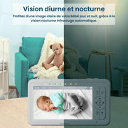Babysense HDS2 Monitor de video para bebés con cámara y audio, vigilabebés HD 720p de 5", sin WiFi, luz nocturna ajustable, alcance extendido, audio bidireccional, zoom 4X, visión nocturna, batería de 4000 mAh
