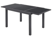 Conjunto de aluminio "Houston", 9 piezas: mesa extensible y 8 sillas de respaldo alto, gris