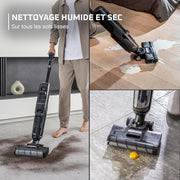 Aspirador escoba friegasuelos inalámbrico Rowenta X-Clean 4, aspiración y fregado potente, inteligente, 50 min de autonomía, autolimpieza GZ5037WO, negro
