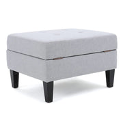Otomana de almacenamiento de tela capitoné — Azul oscuro / Gris oscuro / Gris claro / Rojo intenso / Canela oscuro / Verde azulado, 1 plaza