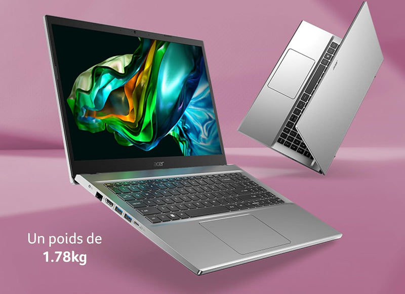Acer Aspire 3 A315-44P-R732, Ordenador portátil 15.6" Full HD LED, PC portátil (AMD Ryzen 7 5700U, RAM 16 GB, SSD 512 GB, AMD Radeon Graphics, Windows 11 Home) Teclado AZERTY, Portátil gris