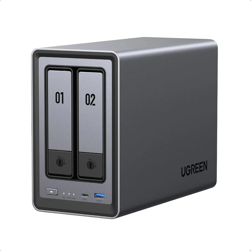 Almacenamiento en red NAS de 2 bahías, Intel N100, 8 GB de RAM DDR5, Ethernet de 2.5GbE, 2 ranuras M.2 NVMe, HDMI 4K, DXP2800, sin discos duros