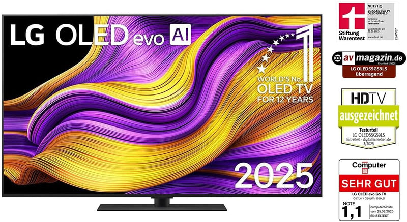 Televisor LG OLED55G59LS de 55 pulgadas (139 cm) 4K OLED evo AI (procesador α11 Gen2 4K AI, webOS 25, 120 Hz (VRR hasta 165 Hz)) [Año del modelo 2025]