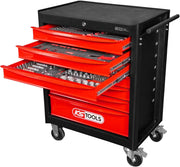 KS TOOLS Negro/Rojo Carro de herramientas Ecoline 7 cajones, equipado con 215 herramientas, acero aleado, 748 x 1014 x 459 mm