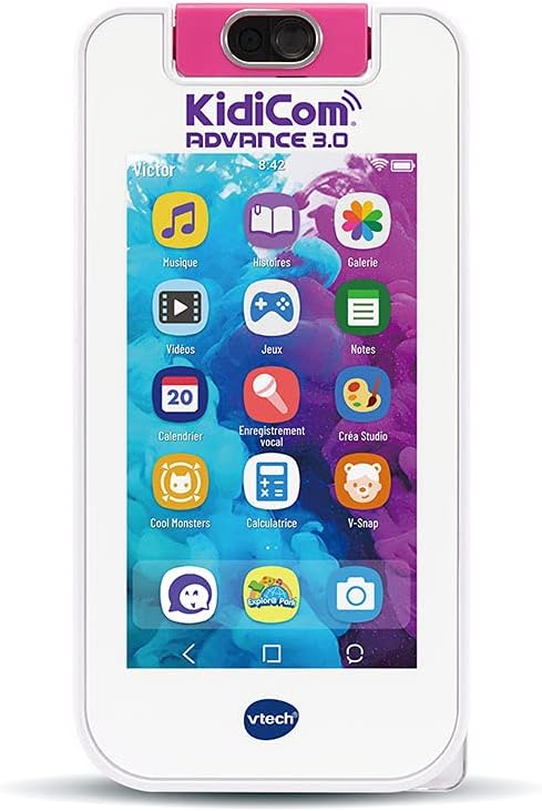 VTech - KidiCom Advance 3.0 Rosa, Dispositivo portátil para niños sin contrato y seguro – 6/12 años – Contenido en francés
