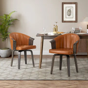 Sillas de comedor giratorias de madera curvada y PU (juego de 2)