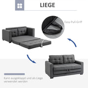 Sofá cama de 2 plazas HOMCOM extraíble con estructura de madera maciza y suspensión, gris
