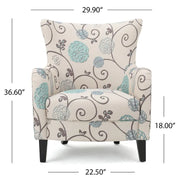 Sillón tapizado de respaldo alto Modern Retro de 30.25 pulgadas con patas de madera para sala de estar