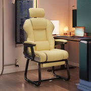 Silla ejecutiva ergonómica de cuero con respaldo alto color amarillo