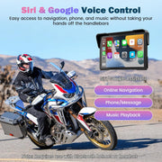 Pantalla CarPlay para moto con CarPlay y Android Auto, GPS portátil de 7 pulgadas para moto, impermeable, compatible con música Bluetooth, navegación, Siri/Google Assistant, soporte magnético: fácil de instalar y desmontar