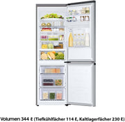 Frigorífico combi Samsung, refrigerador con congelador, 185 cm, 341 l de volumen total, 114 l de congelador, modo AI Energy, dispensador de agua, aspecto acero inoxidable, RL34C652CSA/EG