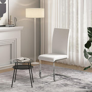 WOLTU Juego de 4 sillas de comedor, silla cantilever, silla voladiza, silla de cocina, silla tapizada, con respaldo alto, piel sintética, para comedor, mesa de comedor, cocina, sala de estar, oficina, blanco, BH378ws-4