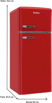 Frigorífico/Congelador Retro Amica KGC 15632 T / Azul hielo (Turquesa) / 144 cm (Al) x 55 cm (An) x 62 cm (Pr) / Diseño retro / Frigorífico con congelador