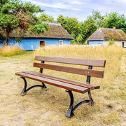 REKORD Banco de jardín 170 x 59 x 73 cm Banco de exterior robusto de metal y madera con respaldo resistente a la intemperie para parque, terraza y patio delantero - Lodzka - Palisandro