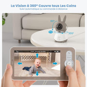 ieGeek Vigilabebés con Cámara 2K/5", Monitor de Bebé con Pantalla de 5" y Control por Smartphone, PTZ 360°, Visiófono con Alertas Inteligentes/Visión Nocturna/Seguimiento Automático
