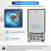Refrigerador con congelador Merax, combinación frigorífico-congelador, frigorífico pequeño con 51L y congelador de 21L, silencioso, LED, estantes de vidrio, cajón para verduras, estantes en la puerta, para cocina, sala de estar, oficina, negro