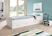 Cama individual moderna Boro con 3 cajones 90 x 200 cm - Práctica cama tipo litera para habitación juvenil en blanco - 95 x 66 x 204 cm (ancho/alto/fondo)