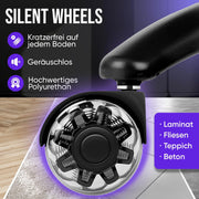 Silla gaming ergonómica con reposapiés 150 kg reposabrazos 4D espuma viscoelástica ruedas silenciosas antracita