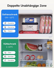 Refrigerador con congelador superior Upstreman 84L, 39dB silencioso y luz LED, refrigerador pequeño con puerta reversible, TM84 blanco