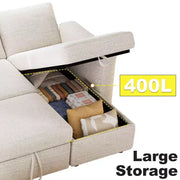 Sofá cama seccional Dyonery de 81", sofá cama en forma de L con chaise longue de almacenamiento reversible, USB, respaldo reclinable