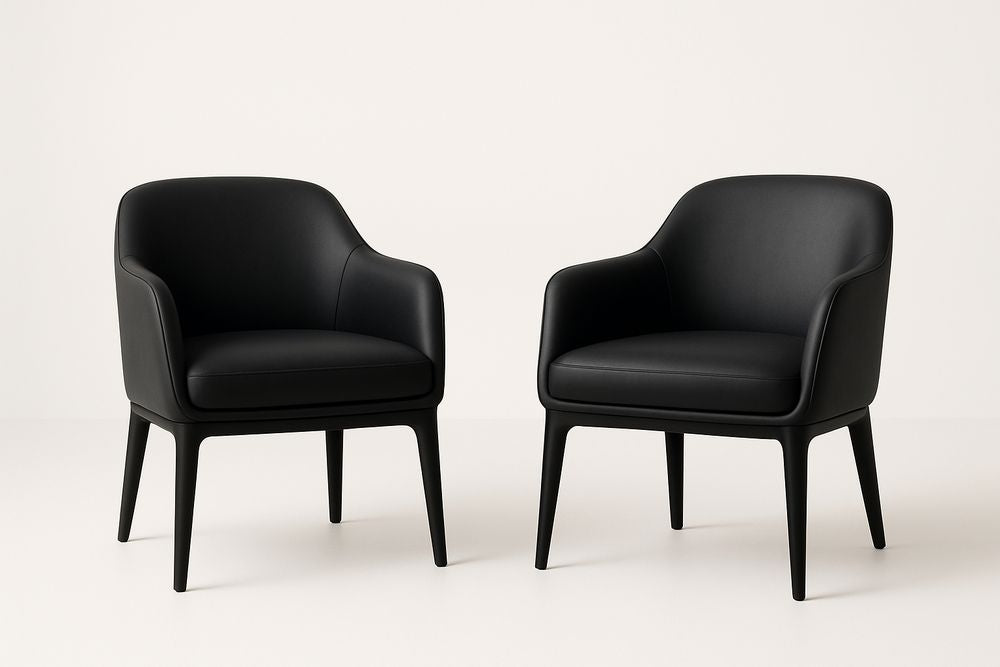 Juego de 2 sillones de madera y poliuretano negro