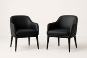 Juego de 2 sillones de madera y poliuretano negro