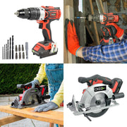 Pack completo de bricolaje Easy Full: Taladro/martillo perforador/amoladora/sierra de calar/circular/sable/lijadora/baterías 4Ah/2Ah