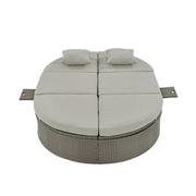 Cama de exterior para patio, diván para 2 personas con cojines y almohadas