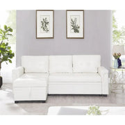 Sofá seccional reversible convertible con cama extraíble, chaise longue con almacenamiento oculto y patas duraderas