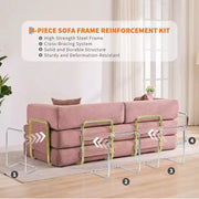 Sofá cama convertible 5 en 1: diván de suelo de pana de 78.8" con brazos, respaldo y cojines ajustables