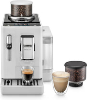 Cafetera superautomática De'Longhi Rivelia EXAM440.55.W con sistema de leche LatteCrema, recipiente de granos intercambiable, 16 bebidas de café y leche con solo tocar un botón, función Extra-Shot, pantalla táctil de 3,5 pulgadas, color blanco