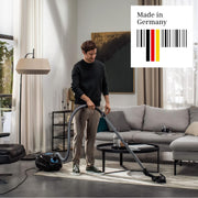 Aspiradora con bolsa Siemens Q5.0 extreme silencePower VSQ5X1230, ideal para alérgicos, filtro higiénico, gran potencia de succión, cepillo para parquet, alfombras y azulejos, cable largo, 850 W, negro