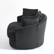 Juego de 2 sillones giratorios tipo barril de gran tamaño, 43" de ancho, en pana de felpa con cojines