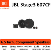 JBL Stage3 607CF Altavoz para coche de 16,5 cm y 2 vías - Set de altavoces Harman Kardon de componentes de 250 vatios con altavoces empotrados sin rejilla y tweeters empotrados
