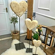 Corazón de madera maciza en soporte de metal, 3 tamaños, decoración de madera, regalo de corazón