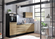 Stella Trading Jazz 6 Cocina moderna sin electrodomésticos, Antracita, Aspecto roble Artisan - Cocina integrada espaciosa con mucho espacio de almacenamiento - 260 x 200 x 60 cm An/Al/Pr