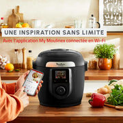 Moulinex Cookeo Wi-Fi 10 en 1, Multicocina, 10 modos de cocción, Cocción a presión, Pasos detallados, CE96G810, Negro