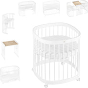 Cuna 7 en 1 tweeto®: cuna de madera evolutiva | cuna de colecho y cuna de barrotes de altura regulable | convertible en cama infantil y parque de juegos (haya natural)