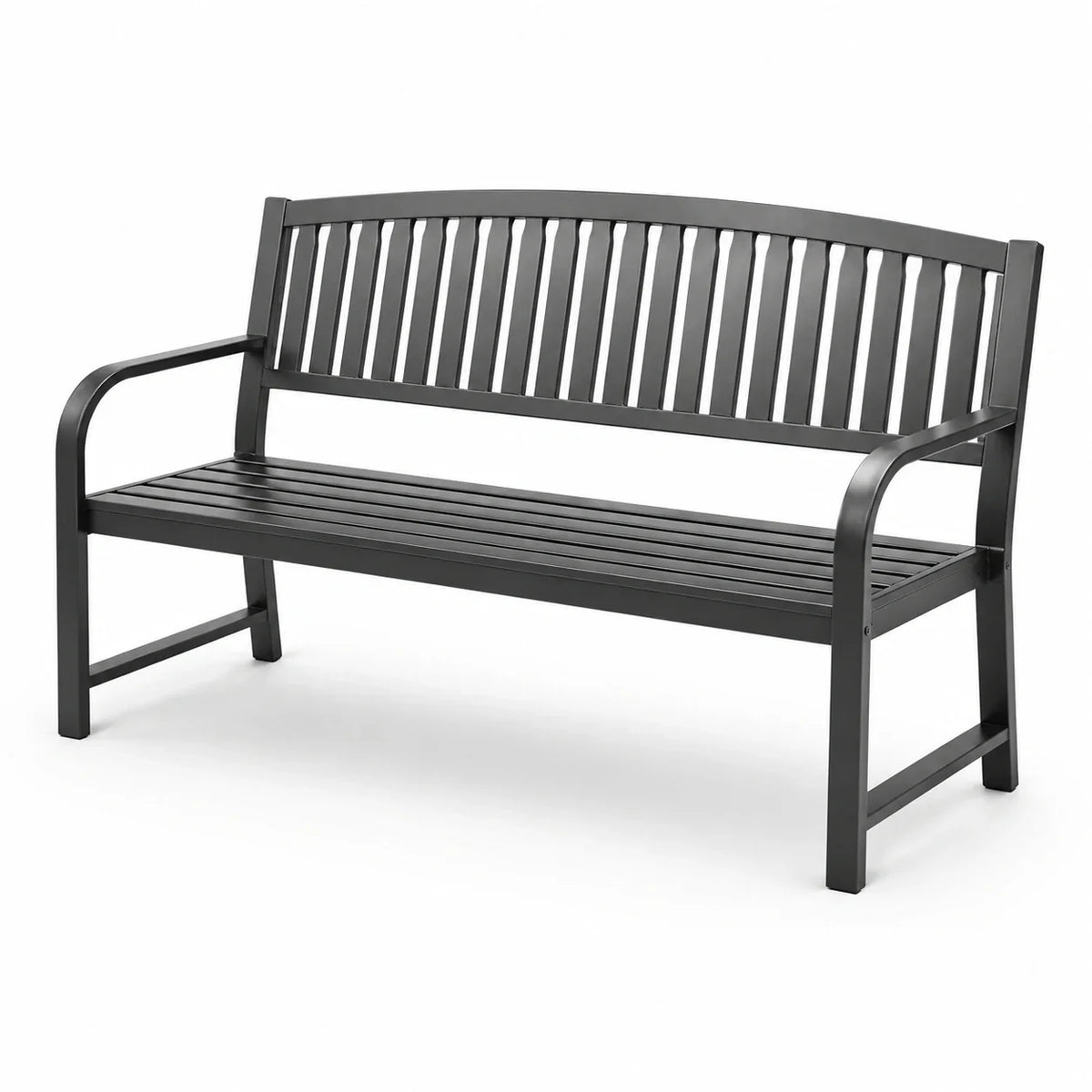 Banco de jardín de metal en negro 150 cm