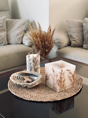 Vela estilo Japandi con hierba seca | Cera de soja | Decoración minimalista