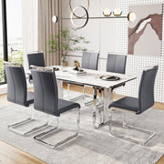 Juego de 4 sillas cantilever Merax, sillas de comedor con piel sintética PU y respaldo alto, estructura de metal cromado, silla de cocina moderna, silla tapizada para sala de estar y sala de conferencias, gris