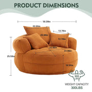 Sillón redondo tipo perezoso – Blanco/Azul/Gris/Amarillo/Naranja/Rojo rosa/Azul marino/Verde, asiento individual y doble