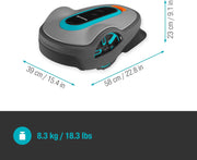 Robot cortacésped Gardena SILENO minimo 250 m²: cortacésped inteligente con conectividad óptima, programable mediante la aplicación Gardena Bluetooth, versión alemana (15201-20)
