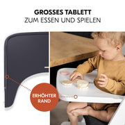 Hauck Trona Beta+ Newborn Set Eco Bouncer - Trona de madera evolutiva para bebés desde el nacimiento, incluye accesorio para recién nacidos, cojín de asiento y bandeja - Gris oscuro