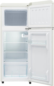 Frigorífico retro Merax 92L, combinación frigorífico-congelador, mininevera de dos puertas con congelador de 28L, frigorífico independiente, 7 niveles de temperatura, 41x105,5 cm - Blanco antiguo