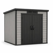 Casetta de jardín de plástico 185x152x226 cm de polietileno gris/negro con puerta doble